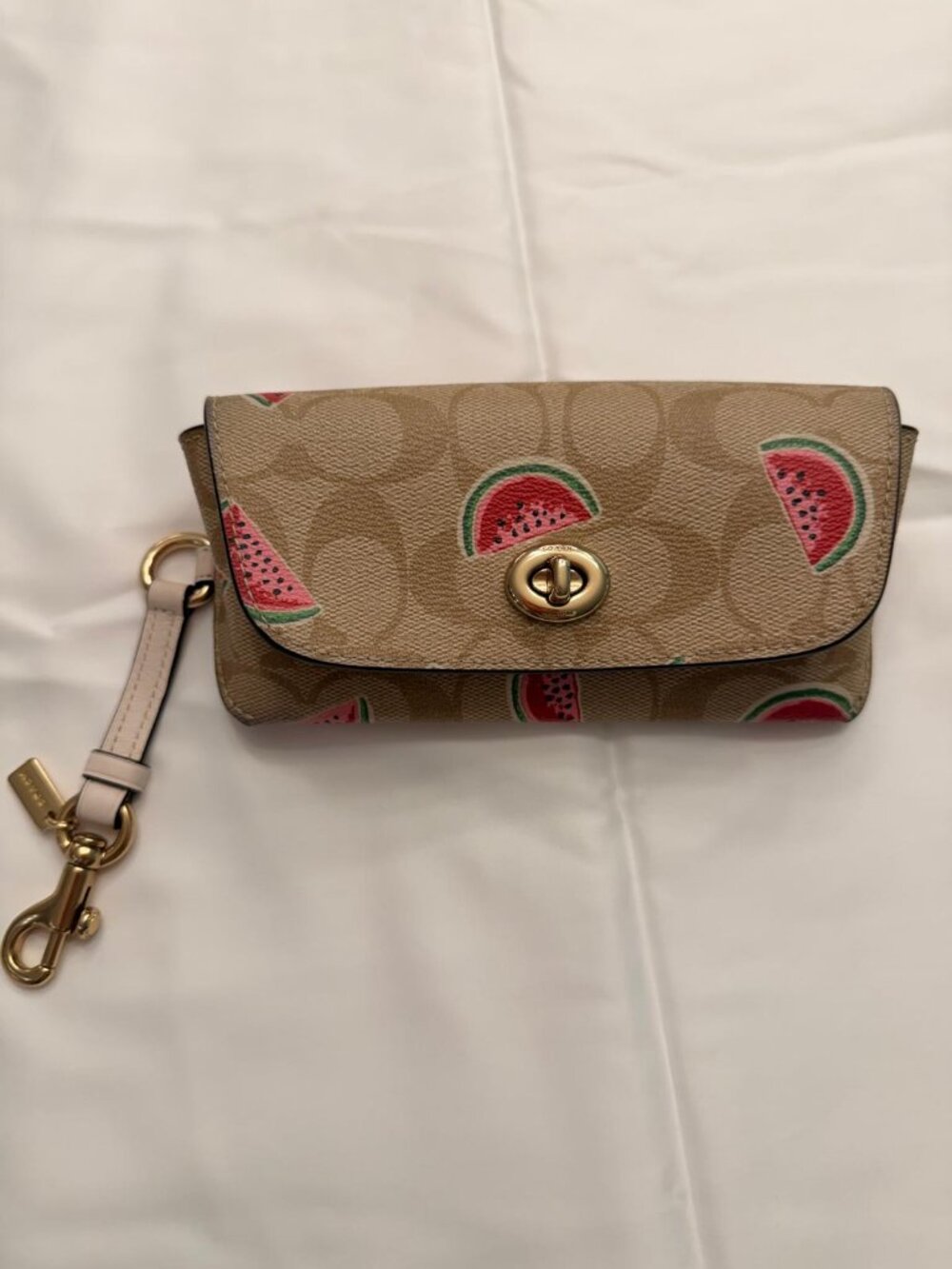 COACH Signature Canvas Watermelon Print Sunglasses Case Wristlet 2039